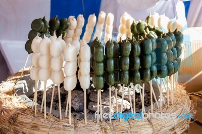 Traditional Dango, Japanese Dumpling, Made From Rice Flour Stock Photo