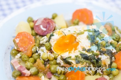 Traditional Green Peas With Egg Stock Photo