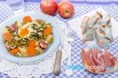 Traditional Green Peas With Egg Stock Photo