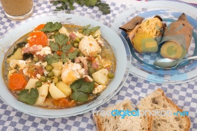 Traditional Green Peas With Egg Stock Photo