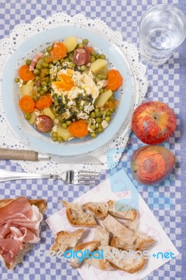 Traditional Green Peas With Egg Stock Photo