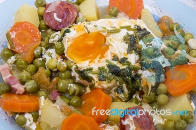 Traditional Green Peas With Egg Stock Photo
