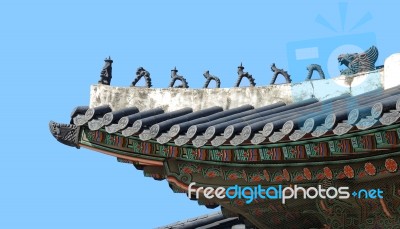 Traditional Korean Roof Stock Photo