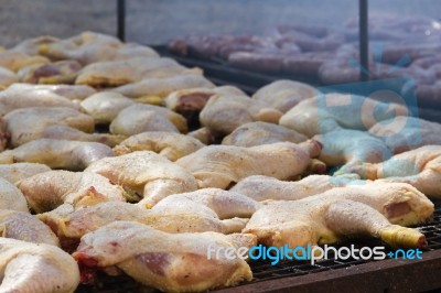 Traditional Meat Grilled On The Grill In The Argentine Countryside Stock Photo Traditional Meat Grilled On The Grill In The Argentine Countryside Stock Photo