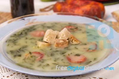Traditional Portuguese Soup, Caldo Verde Stock Photo