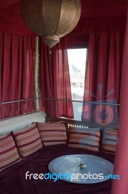 Traditional Riad Tent In Marrakesh Stock Photo