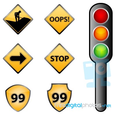 Traffic Signs On White Background Stock Image