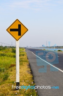 Traffic Warning Sign Stock Photo