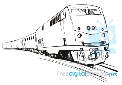 Train Sketch Style Stock Image
