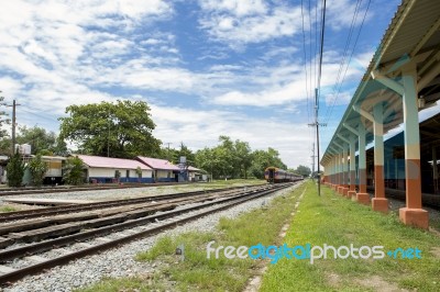 Train Station In Thailand, Summer Day Light Stock Photo