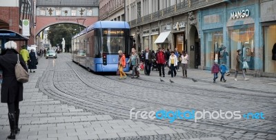 Tram In Munich Stock Photo