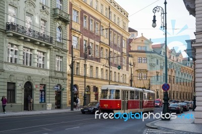 Tram In Prague Stock Photo