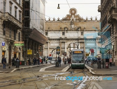 Tram In Rome Stock Photo