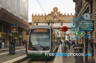 Tram In Rome Stock Photo