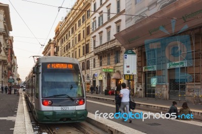 Tram In Rome Stock Photo