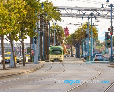 Tram In San Francisco California Stock Photo