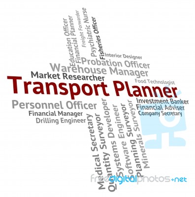 Transport Planner Representing Vehicles Word And Carry Stock Image