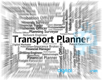 Transport Planner Shows Word Ship And Words Stock Image