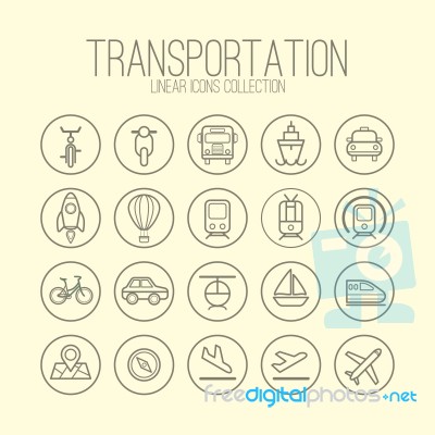 Transportation Linear Icons Stock Image