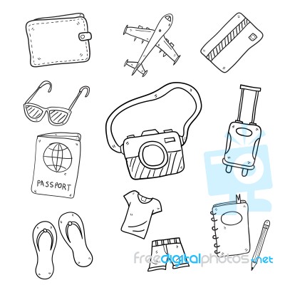 Travel Doodle Sketch Hand Drawn Stock Image