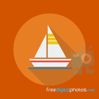 Travel Flat Icon. Sail Boat Stock Image