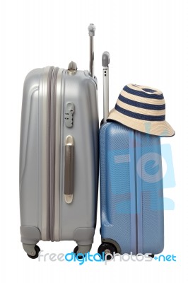 Traveling Bags With Hat Stock Photo