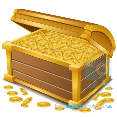 Treasure Chest With Coins Stock Image