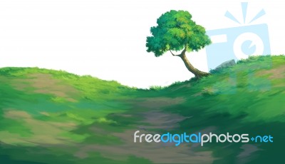 Tree Painted For Illustration Stock Image
