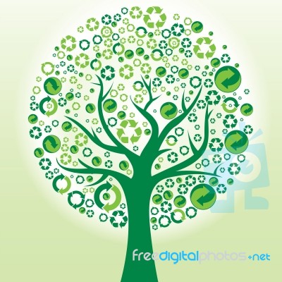 Tree With Recycling Symbols Stock Image