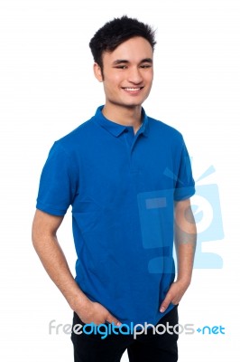 Trendy Young Smart Smiling Guy Stock Photo