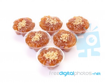 Triangle Of Group Brown Flavored Sweet Translucent Gelatinous Rice Stock Photo