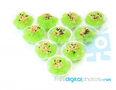 Triangle Of Pandanus Flavored Sweet Translucent Gelatinous Rice Stock Photo