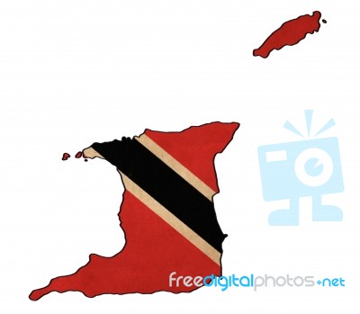 Trinidad Map On  Flag Drawing ,grunge And Retro Flag Series Stock Image