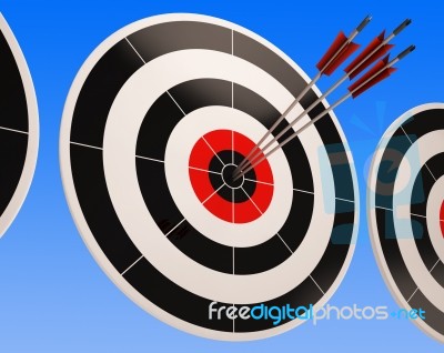 Triple Dart Shows Winning Perfect Shot Stock Image