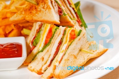 Triple Decker Club Sandwich Stock Photo