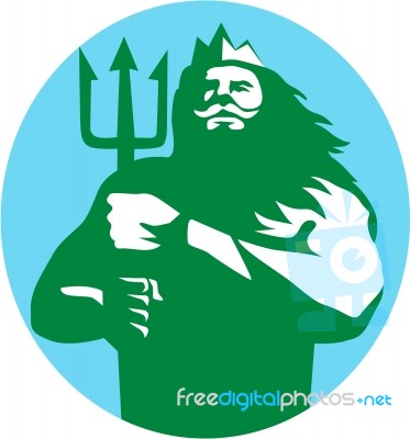 Triton Trident Circle Retro Stock Image