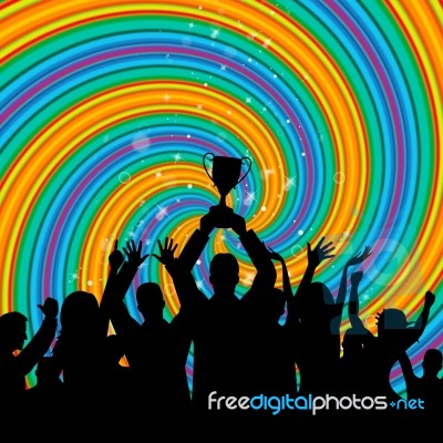 Trophy Celebrate Represents First Place And Awarding Stock Image