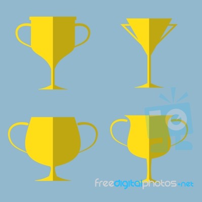 Trophy Cup Icon Set Stock Image