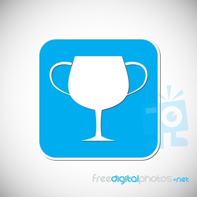 Trophy Icon. Blue Square Frame.  Illustration Stock Image