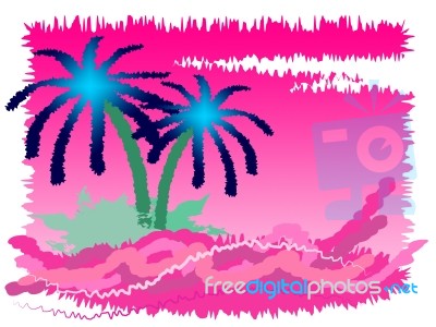Tropical Island Indicates Go On Leave And Exotic Stock Image