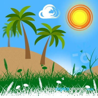 Tropical Island Means Go On Leave And Atoll Stock Image