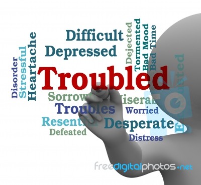 Troubled Word Represents Difficult Problem 3d Rendering Stock Image