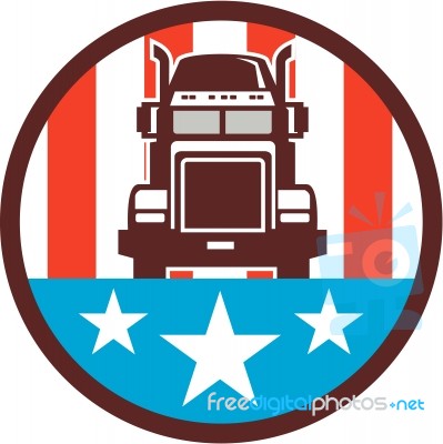 Truck Usa Flag Circle Retro Stock Image