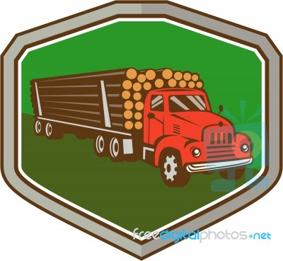 Truck Vintage Logging Shield Retro Stock Image