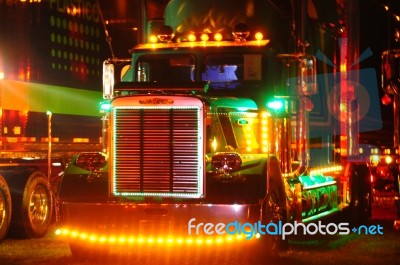 Trucks In Light Stock Photo