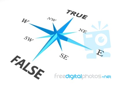 True False Compass In Blue Stock Image