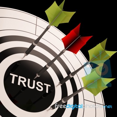 Trust On Dartboard Showing Reliability And Reliance Stock Image