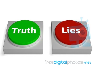 Truth Lies Buttons Show True Or Liar Stock Image
