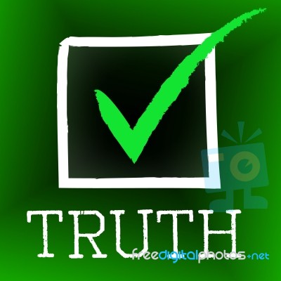 Truth Tick Indicates No Lie And Accuracy Stock Image