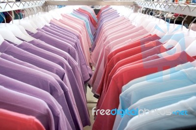 Tshirts On Hanger  Stock Photo